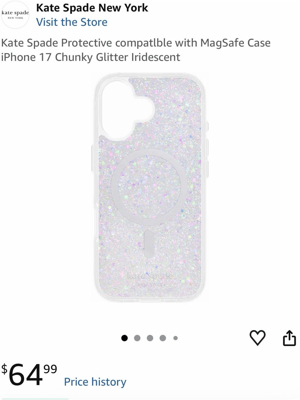 Kate Spade Iridescent Chunky Glitter MagSafe iPhone Case - Iridescent